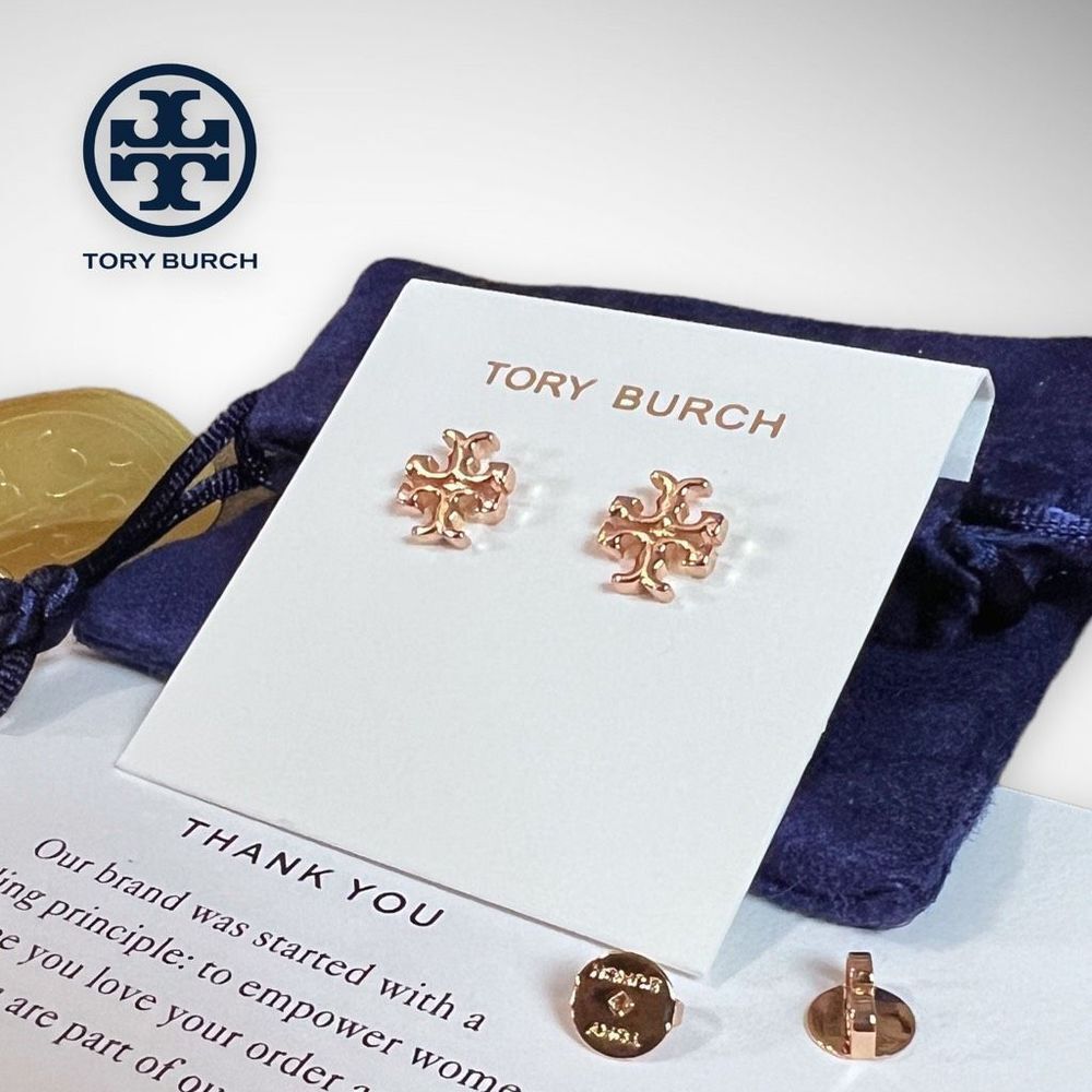 New Tory Burch 18k Kira Rose Gold Studs $78 - Picture 7 of 12